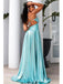 Elegant Spaghetti Straps V-neck Side Slit Long Prom Dresses Formal Dress, OL685