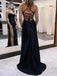 Elegant Spaghetti Straps Mermaid Satin Beading Prom Dresses Formal Dress with Side Slit, OL692