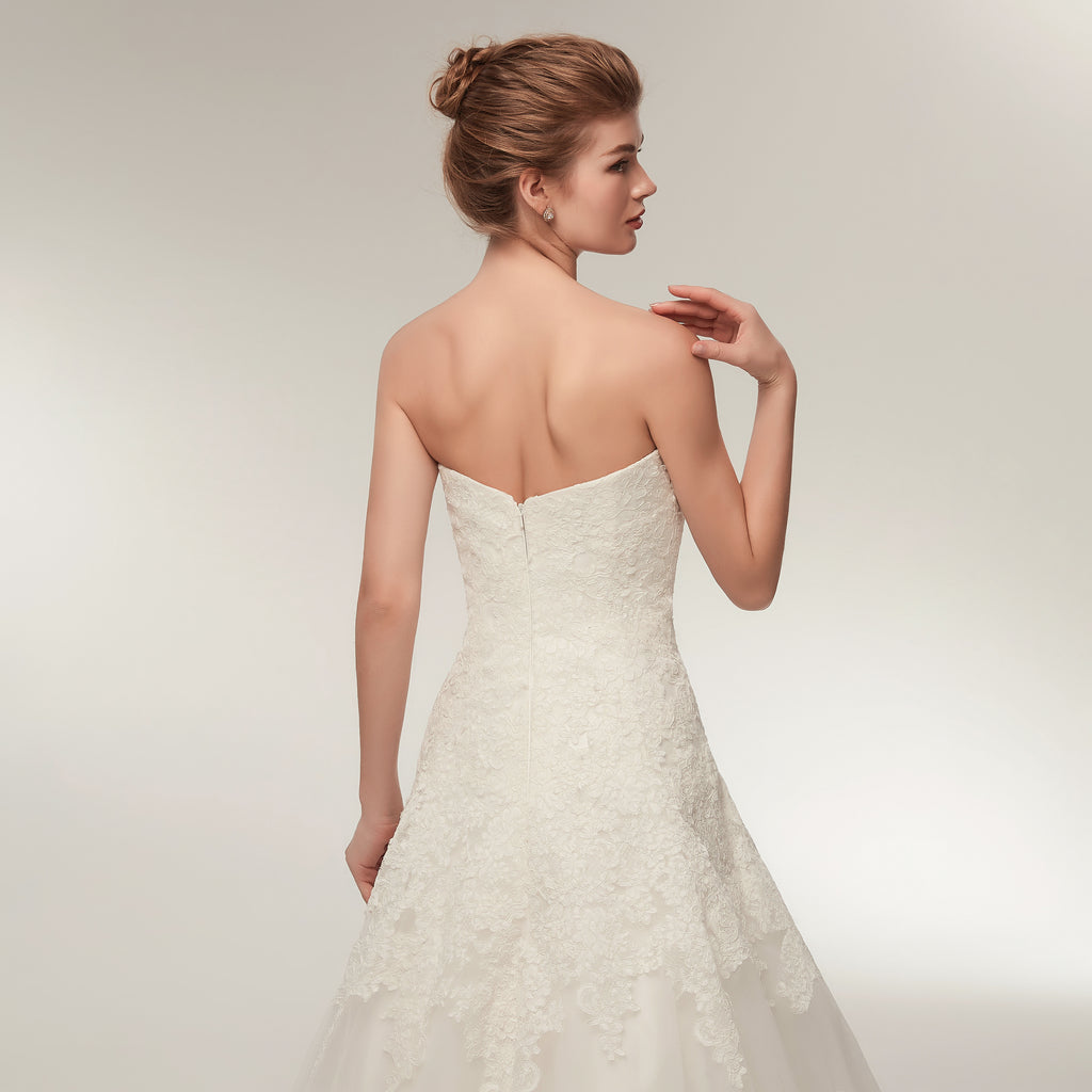 Sweetheart Floor-length Lace Simple Cheap Wedding Dresses, WD0461