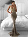 Mermaid Spaghetti Straps V-neck Prom Dress With Appliques, PD0595