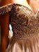 New Arrival A-Line Floor-length Off-Shoulder Tulle Prom gown with Beading,long prom dresses,  PD0528