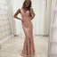 Mermaid V-Neck Sleeveless Floor-Length Pink Lace Prom Dress, PD0645