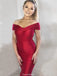 New Arrival Mermaid Off-the-Shoulder Long Red Simple Prom Dresses , PD0554