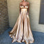 A-Line Spaghetti Straps Simple Prom Dress with Pockets, PD0706