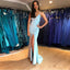 Mermaid Spaghetti Straps V-neck High Split Lace Up Prom Dresses, PD0578