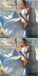 A-Line Halter Sleeveless Light Blue Chiffon Prom Dresses With Split, PD0698