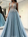 A-Line Sleeveless Appliques Open-back Prom Dresses With Pleats, PD0668