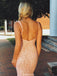 Mermaid V-neck Sleeveless Pink Lace Backless Prom Dress, PD0653