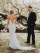 Sheath Spaghetti Straps Simple Cheap Long Wedding Dresses With Train, WD0474