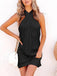 Simple Halter Sleeveless Black Short Back To School Dress Homecoming Dresses Online, HD0632