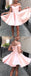 Off-shoulder Simple Pink Satin Lace-up Back Homecoming Dresses, HD0526