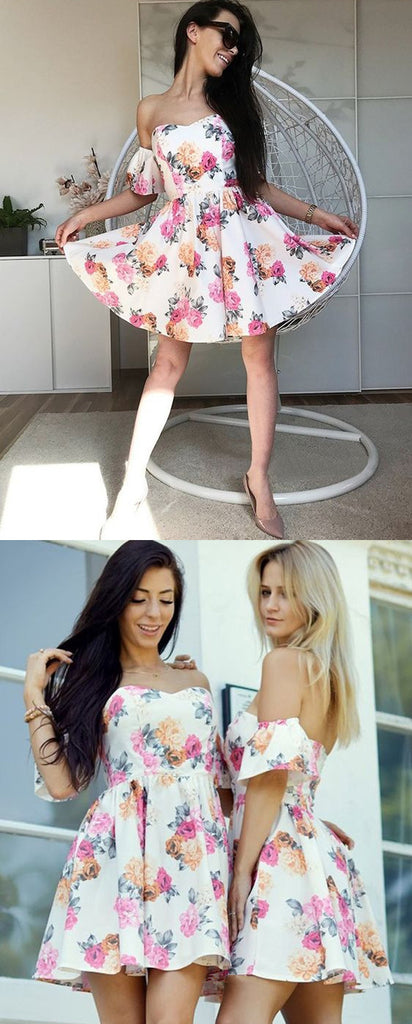 New Arrival A-line Off-shoulder Cute Short Homecoming Dresses, HD0523