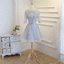 Round Neck Lace Appliques Medium Sleeves Open-back Lace Up Homecoming Dress, HD0394