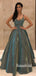 Spaghetti Straps A-line Satin Cheap Long Prom Dresses,RBPD0130
