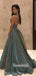 Spaghetti Straps A-line Satin Cheap Long Prom Dresses,RBPD0130