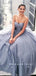 Simple A-Line Sweetheart Grey Tulle Cheap Long Prom Dresses,RBPD0103