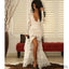 New Arrival Sheer Mermaid Plunging Neck Long Sleeves Front Split Illusion Lace Prom Dresses, PD0483