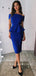 Mermaid Off The Shoulder Royal Blue Short Cheap Prom Dresses,RBPD0108