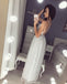 Floor-length Spaghetti Straps Deep V-neck Backless Long Sequins Prom Dresses, PD0550