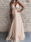 Elegant V-neck Spaghetti Straps A-line Tulle Prom Dresses, WGP163