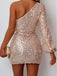 Sparkly One Shoulder Sequins Short Homecoming Dress, WGP202