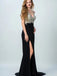 Sparkly V-neck Backless Beaded Prom Dress with Side Split, WGP208