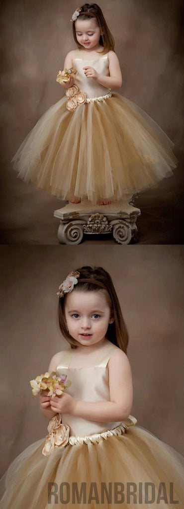 Lovely Satin Top Flower Girl Dresses, Cute Tulle Tutu Dresses for wedding,  FG024