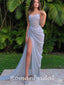 Elegant Spaghetti Straps Mermaid Sleeveless Long Prom Dresses Formal Dress with Side Slit, OL759