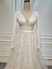 A-Line Elegant Long Sleeves V-Neck Beach Wedding Dress, WD0503