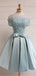 New Arrival Off-shoulder Lace Top Homecoming Dresses With Belt, HD0490