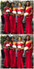 Mermaid Off-the-Shoulder Sleeveless Floor-Length Modern Red Bridesmaid Dress, BD0487