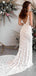 Mermaid V-Neck Spaghetti Straps Lace Long Wedding Dresses,RBWD0014