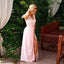A-Line V-Neck Lace Appliques Sleeveless Split Long Prom Dresses,  PD0538