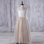 Illusion Ivory Lace Tulle Flower Girl Dresses with Gold Sequin Skirt, FG060