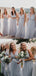 Simple V-neck Tulle A-line Long Bridesmaid Dresses Online,RBWG0061