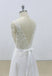 Popular A-line V-neck lace top tulle backless simple Wedding Dresses with train, WD0365