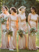 Simple Scoop Neck Mermaid Sequin Long Bridesmaid Dresses Online,RBWG0074
