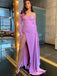 Simple Sweetheart One Shoulder Side Slit Cheap Long Prom Dresses,RBPD0138