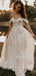 Elegant A-Line Off The Shoulder Tulle Long Wedding Dresses With Lace,RBWD0019