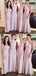 Women Modest Flesh Pink Small Round Neck Lace Mermaid Sexy Long Bridesmaid Dresses, WG112