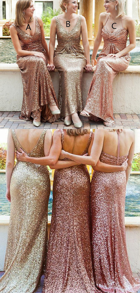 Sparkly Simple Mermaid Sequined different styles cheap Bridesmaid Dress, BD0449