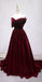 Gorgeous Burgundy Lace Back Up Prom Dresses With Belt, PD0703