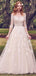 A-line Off-shoulder Half Sleeves Lace Appliques Wedding Dresses, WD0444