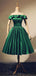 Off-shoulder Simple Green Homecoming Dresses With Pleats, HD0491