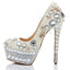 Super High Heels Handmade Pearls Rhinestone Pointed Toe Crystal Wedding Shoes, S032