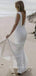 Sheath Deep V-Neck Sleeveless White Cheap Long Wedding Dresses Online,RBWD0020