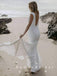 Sheath Deep V-Neck Sleeveless White Cheap Long Wedding Dresses Online,RBWD0020