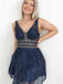 Sparkly A-line V-neck Backless Beading Homecoming Dresses, HD0532