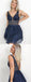 Sparkly A-line V-neck Backless Beading Homecoming Dresses, HD0532