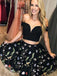 Off-shoulder V-neck Two-pieces Embroidered Homecoming Dresses, HD0535